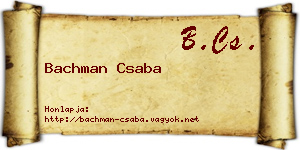 Bachman Csaba névjegykártya
